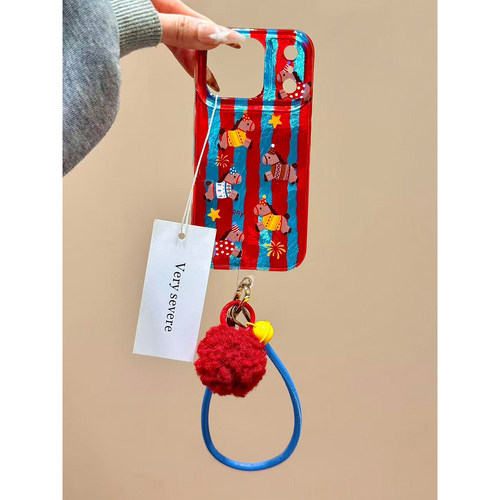 韩系红蓝条纹拼接星星烟花小马适用iPhone17promax手机壳苹果17新款16pro全包14防摔15pm女款17pro独特超好看