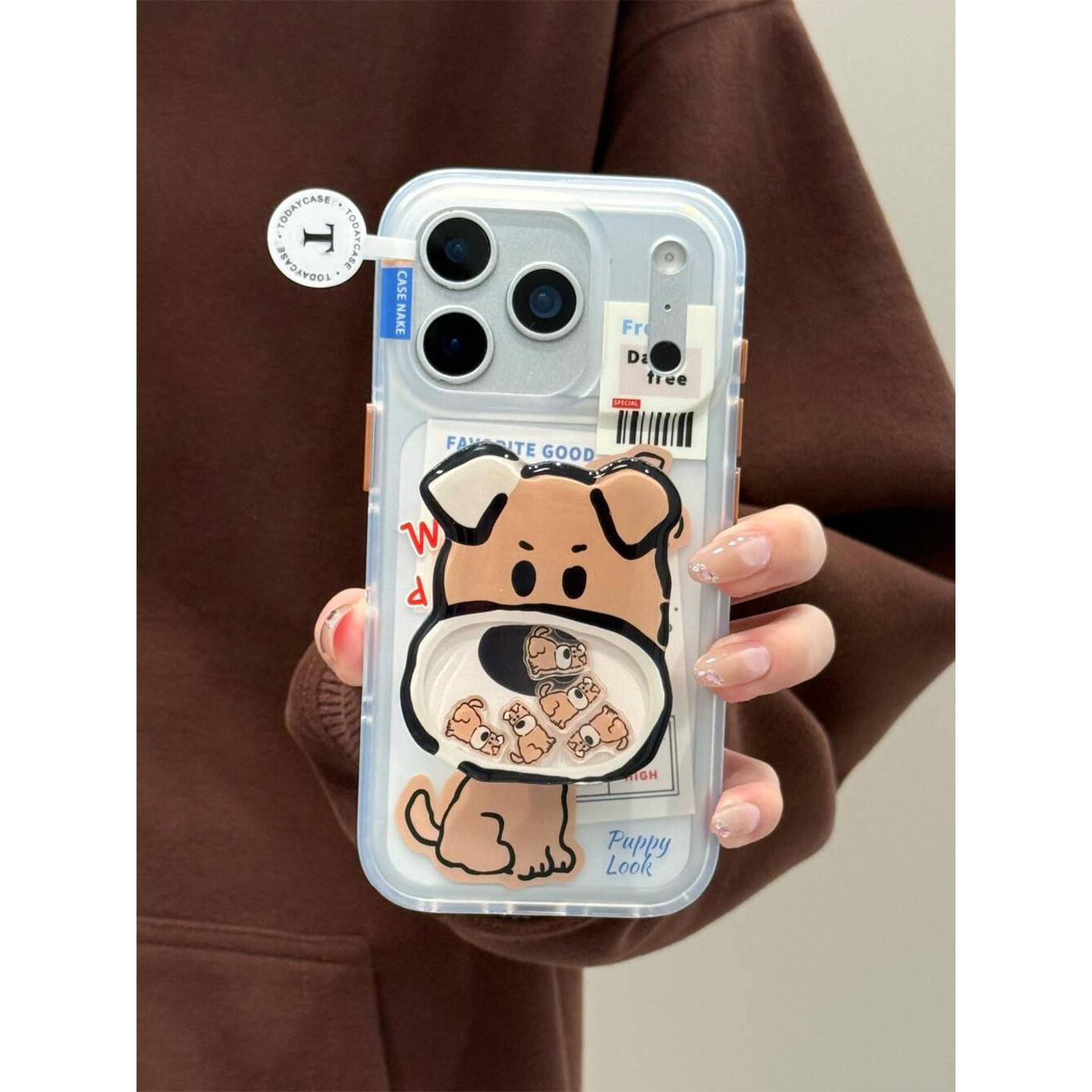 磨砂卡通涂鸦便签可爱小狗支架适用iPhone17promax手机壳软苹果17新款16pro全包14防摔15pm女款17pro超好看13