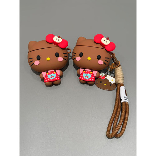 萌系可爱夏日黑皮猫咪防尘塞适用AirPods4代耳机壳苹果Pro3代蓝牙AirPodsPro2代软1/2硅胶3代防摔pro二代女款