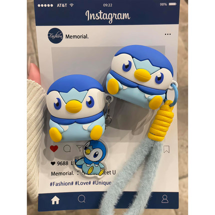 ins可爱卡通宝可梦企鹅波加曼适用AirPodsPro三代耳机壳苹果蓝牙AirPods4代软Pro3代硅胶1/2/3代防摔Pro2代女