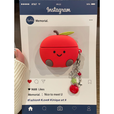 jellycat夏日萌系可爱红苹果适用AirPods4代耳机壳苹果无线蓝牙AirPodsPro二代硅胶1/2代软耳塞3代防摔保护壳