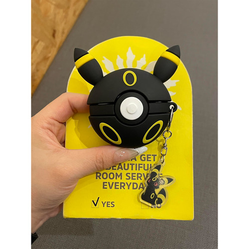 卡通宝可梦暗黑月亮伊布精灵球适用AirPodsPro三代耳机壳苹果蓝牙AirPods4代软Pro3代硅胶1/2/3代防摔Pro2代