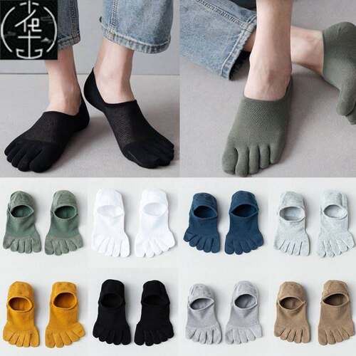 2pairs Man Women Slipper Toe Socks Mesh Hollow No Show Socks