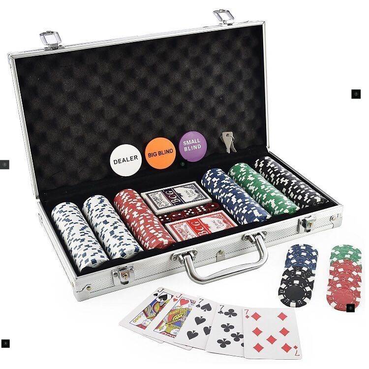 300 Chip Dice Style Poker Set Aluminum Case Taxas 筹码套装