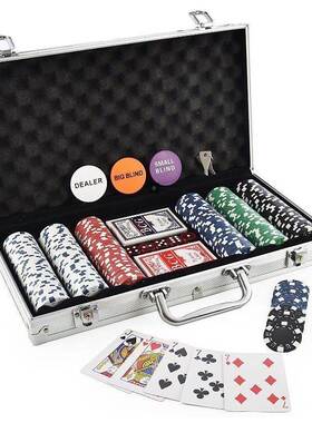 300 Chip Dice Style Poker Set Aluminum Case Taxas 筹码套装