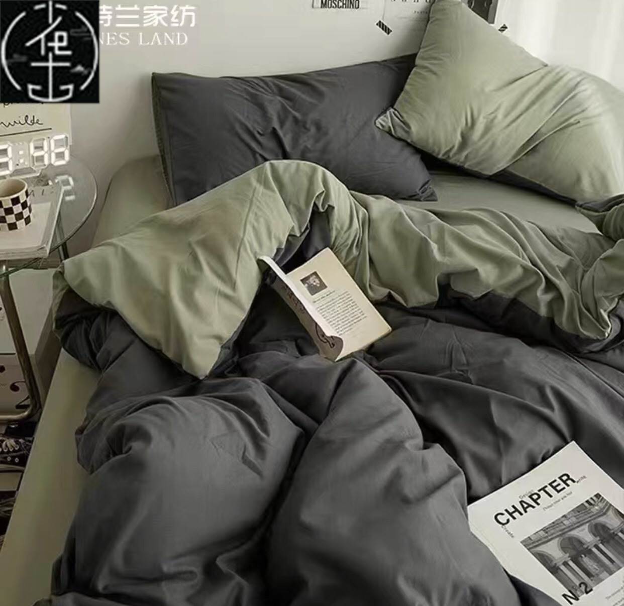 plain bed linen cover pillow student bedding set sheet case