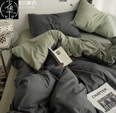 plain bed linen cover pillow student bedding set sheet case