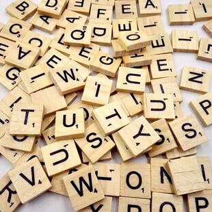 100Pcs Wooden Alphabet Scrabble Tiles Black Letters & Nu