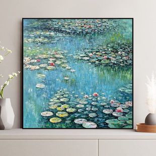 莫奈 饰画手绘丙烯画涂色填色 睡莲DIY数字油画定制油彩画抽象装