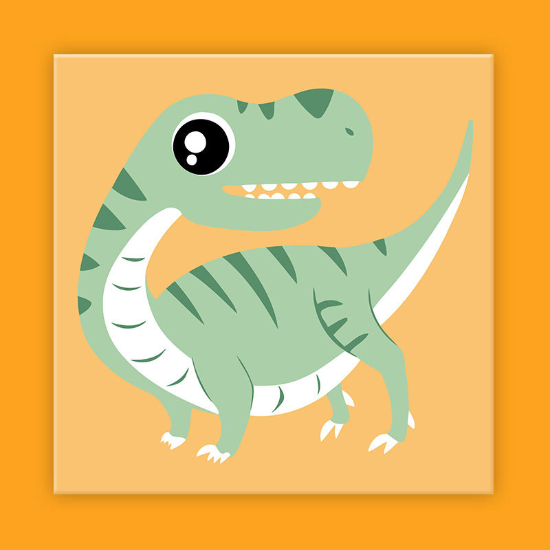 儿童数字油画diy填充画动漫卡通画小恐龙手绘丙烯画简约涂色动物