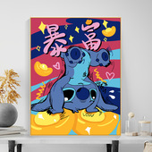 史迪仔数字油画填色diy可爱简约史迪奇油彩画手工礼物画画diy填充