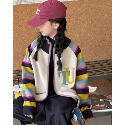 女童开衫毛衣秋冬款加厚针织衫