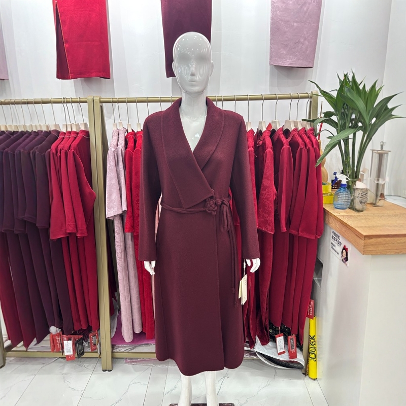 新国风双面羊绒大衣女长款