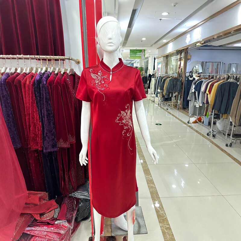 喜婆婆优雅端庄新中式醋酸改良旗袍年轻喜妈妈出席婚礼宴会晚礼服