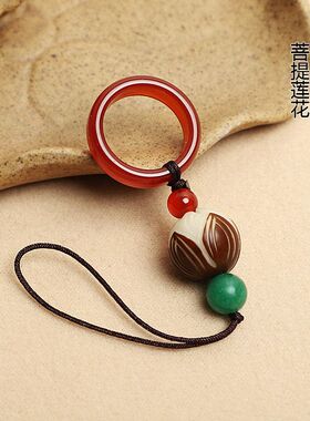 创意玛瑙玉石指环扣手机挂绳男女情侣款u盘挂件饰品学生礼物批发