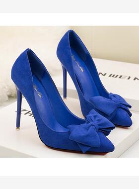 туфли 蝴蝶结女高跟鞋单鞋 bowknot women high heel shoes