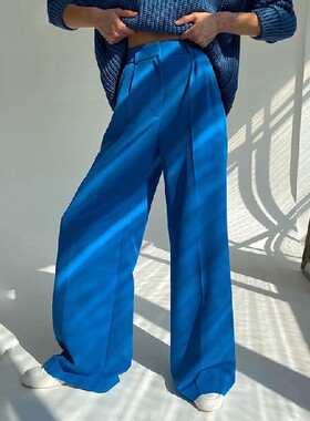 Loose Ladies Trousers Casual Womens High Waist Wide Pants