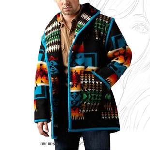 fashion printing short coat men Autumn woolen winter