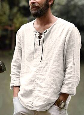 Spring Autumn Men's Long Sleeve T-shirt Tops O Neck