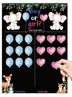 Boy or Girl Gender Reveal Voting Game Poster Board with Stic