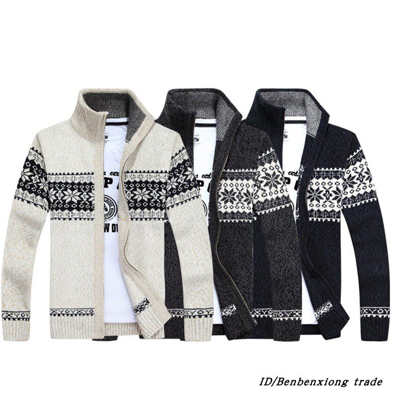 Men Autumn knitted cardigan coats man stand sweaters Jackets