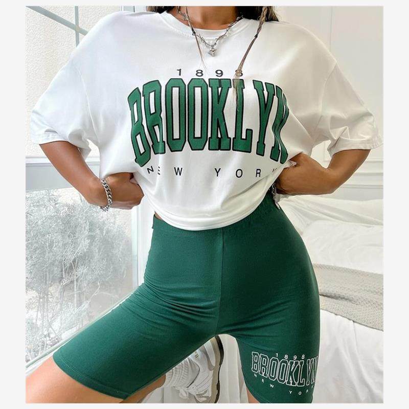 欧美休闲T恤短裤运动套装女 T shirt Shorts Tracksuit Set women
