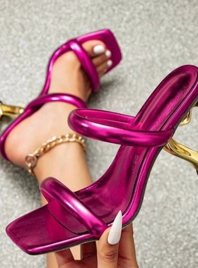 高跟拖鞋高跟凉鞋大码43women high heel slippers roman sandals