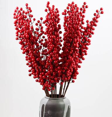 1pc Christmas Red Berry Branch Holly Artificial Pick Wreath