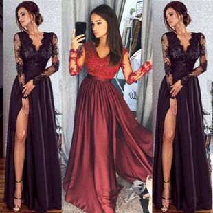 Party Ball Prom Gown Formal CLUB Wear Deep V Neck Long Dress