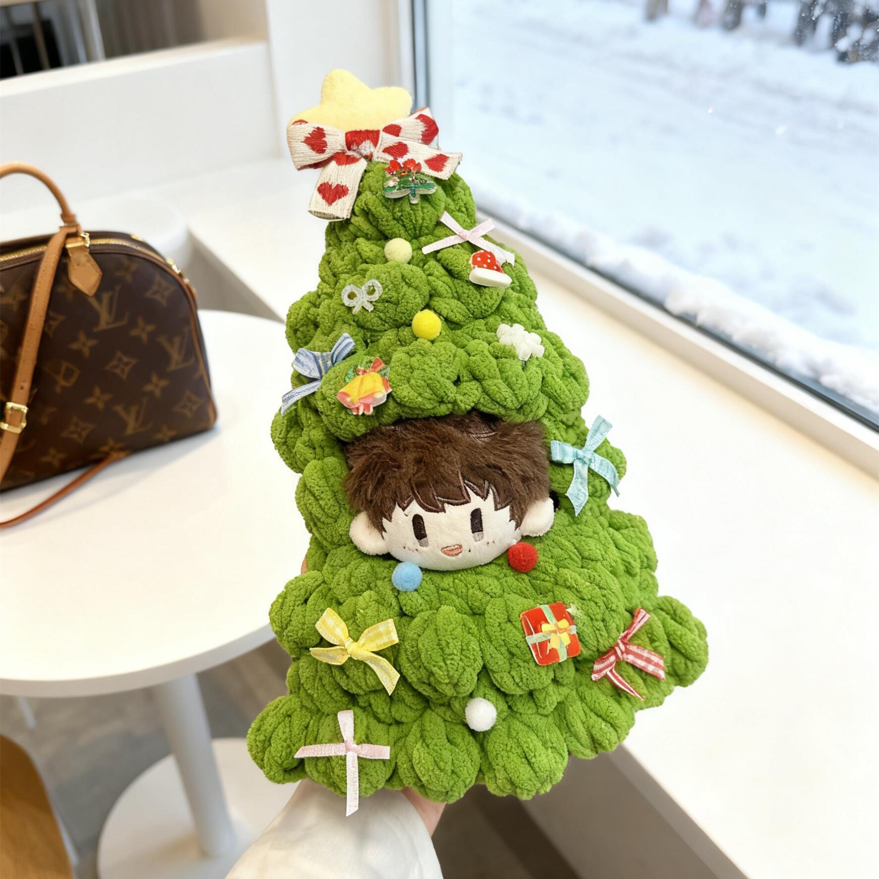 15cm周可可娃衣棉花娃娃可爱超萌衣服换装深深同款钩织巨型圣诞树