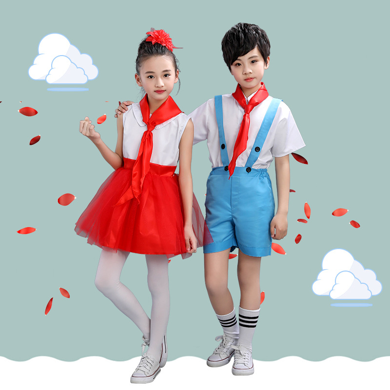 我是红领巾表演舞蹈服装中小学生儿童纱裙合唱服少先队员演出服装