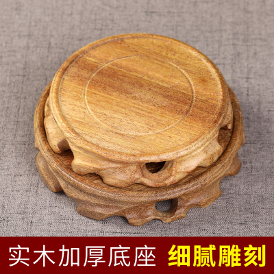实木绿檀圆形底座家用佛像莲花