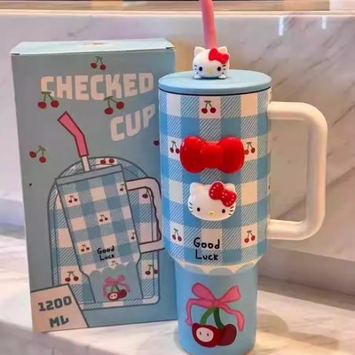 哈喽hellokitty水杯凯蒂猫吸管杯子保温杯大容量保冷杯冰霸杯礼物