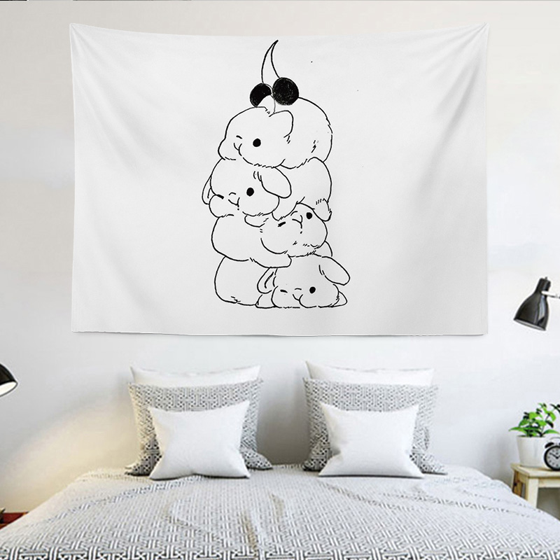 兔子少女背景布ins民宿出租房大