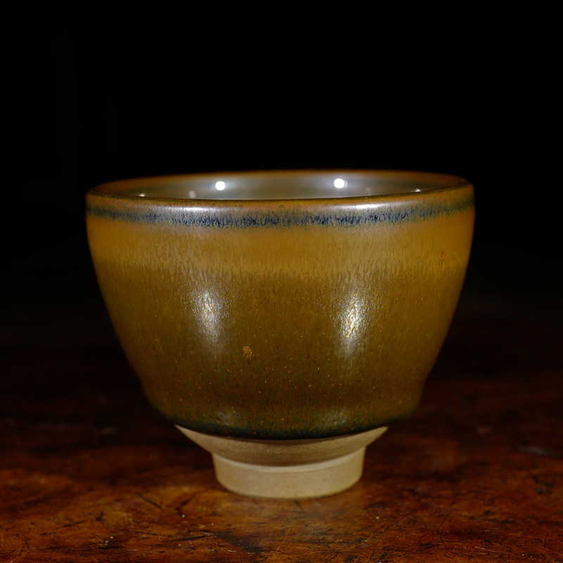 龙圣华苑 台湾刘钦莹早期老石桥款兔毫盏 名家手工油滴建盏主人杯