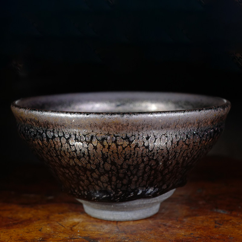 龙圣华苑 陶瓷艺术大师李达早期鹧鸪斑建盏 名家作黑釉油滴大茶碗
