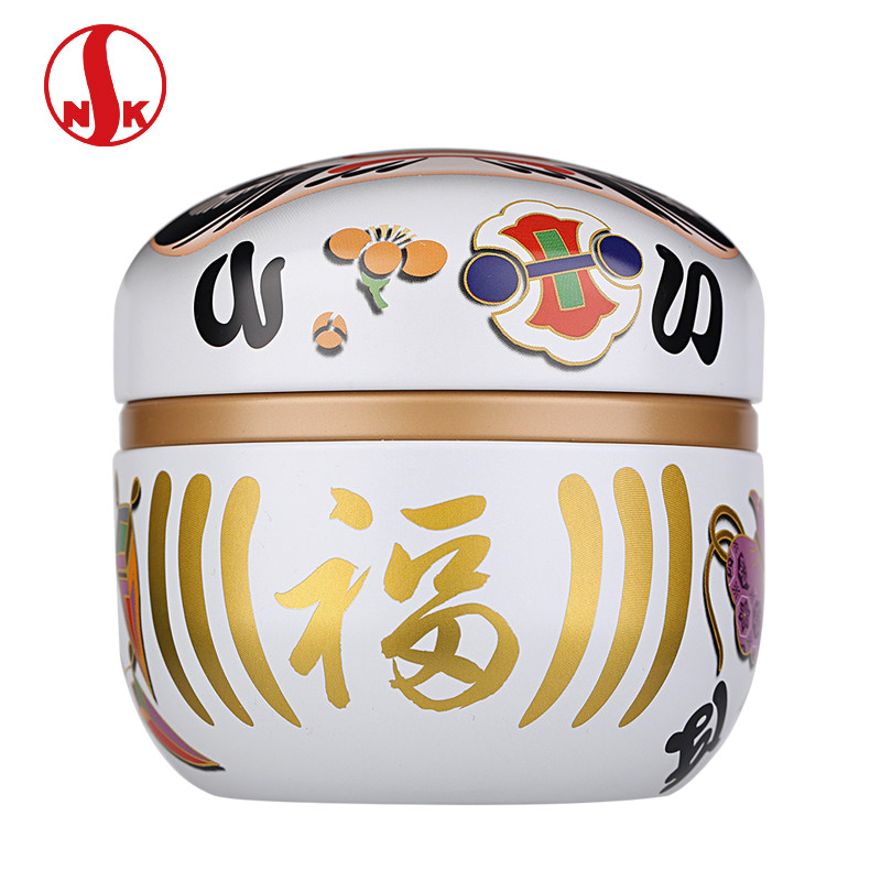 龙圣华苑日本原产进口日东nittoh食品级镀锡马口铁茶叶罐达摩祈福