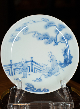 龙圣华苑景德镇谷雨山房尹曰手绘青花鹿门归隐揽月承名家手作壶承