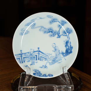 龙圣华苑景德镇谷雨山房尹曰手绘青花鹿门归隐揽月承名家手作壶承