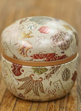 龙圣华苑日本原产进口日东NITTOH镀锡马口铁铃子玉织金属茶叶罐