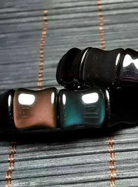 天然黑曜石竹形手排手链 黑曜石水晶手链黑曜石手串简约百搭款男