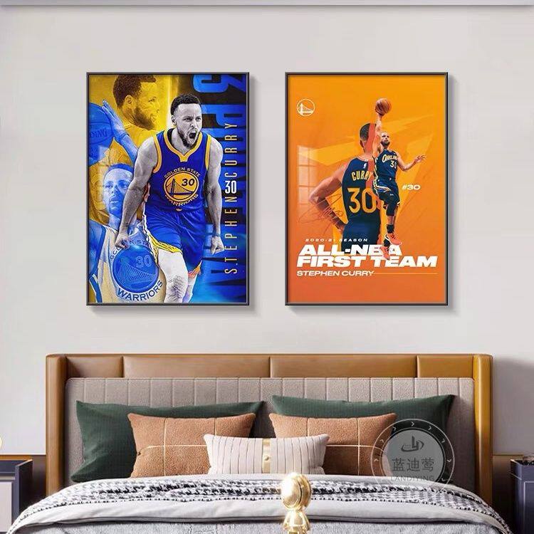NBA勇士队库里挂画篮球明星卧室装饰画男孩礼物宿舍房间床头壁画