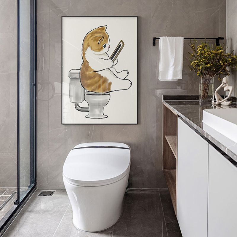 现代简约卫生间厕所装饰画创意猫咪日式挂画卧室壁画小众背景墙画图片