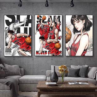 灌篮高手赤木晴子挂画樱木花道动漫海报装饰画二次元电竞房间壁画