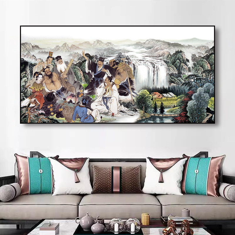 八仙过海图挂画客厅风水招财装饰画玄关中堂墙壁画办公室书房挂画