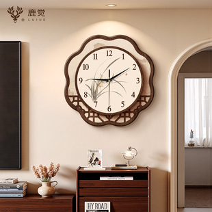 宋氏美学时钟挂画新中式装饰画挂钟电子钟客厅2025新款转角钟表画