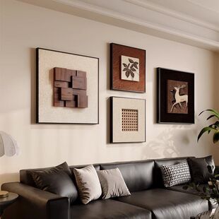 中古风客厅装饰画法式复古沙发背景墙挂画高档大气壁画装饰画