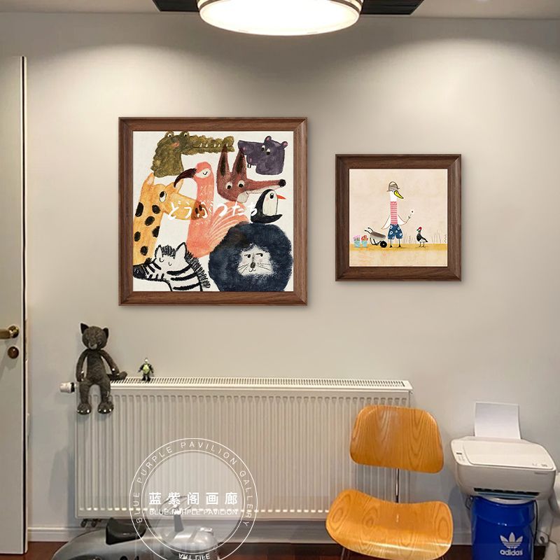 北欧简约小众艺术挂画日式民宿餐厅壁画儿童房床头动物抽象装饰画图片
