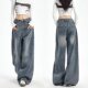 子 春秋高腰显瘦拖地宽松直筒裤 复古水洗慵懒阔腿牛仔裤 女2025新款
