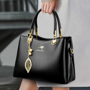 袋鼠真皮女士包包2025新款大气中年送妈妈款手提包时尚百搭斜挎包